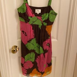 Milly 100% silk mini slip dress sundress floral vacation cruise babydoll vintage